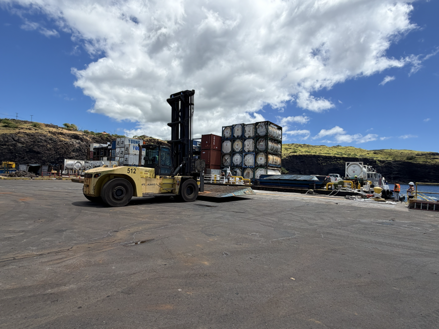 Young Brothers docked a special barge shipment on Lāna‘i Sunday after the state Department of Transportation completed enough hurricane damage repairs to open Kaumālapa‘u Harbor for limited operations.
