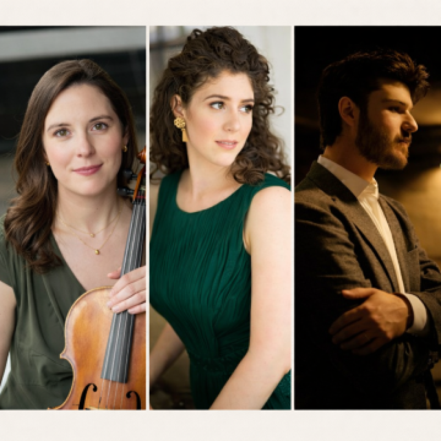 The artists performing a special free concert March 26 at the Figge Art Museum are violist Deanna Petre (left), soprano Lily Arbisser and pianist Dimitri Malignan.