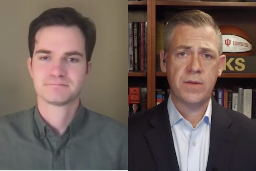 Banks reiterated his position that Mack Schroeder (left), a former Health and Human Services budget analyst, is a “left-wing activist.” (FILE PHOTO ILLUSTRATION)