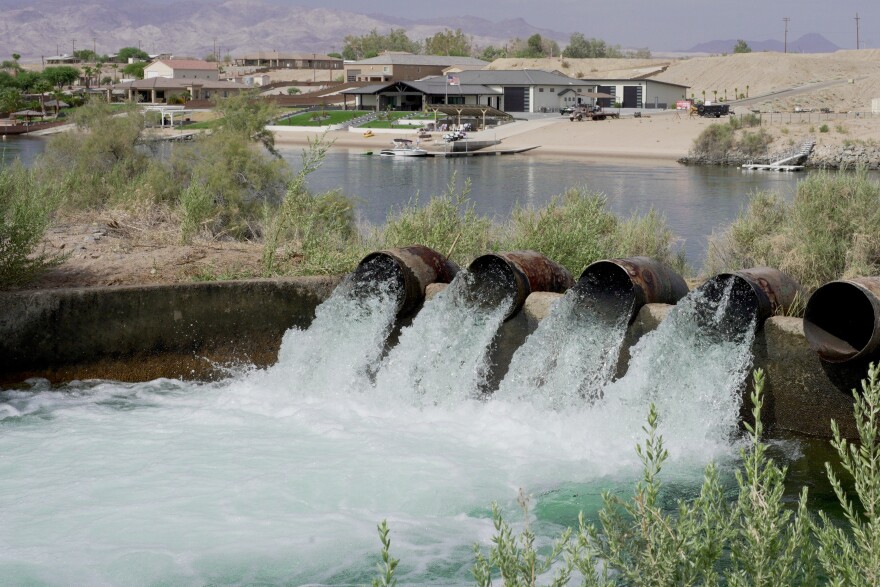 Colorado River water is seen on the Fort Mojave Indian Tribe Reservation.