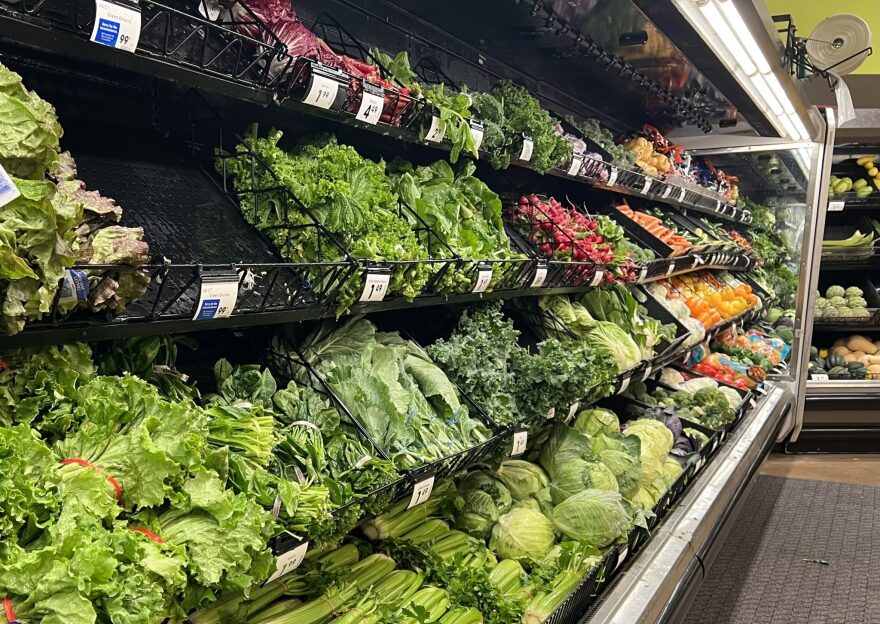 Vegetables and lettuces at a grocery store in Michigan. Michigan health officials say lettuces and salad greens are emerging as a likely source in the nationwide cyclosporiasis outbreak, which has sickened hundreds of people across 31 states.