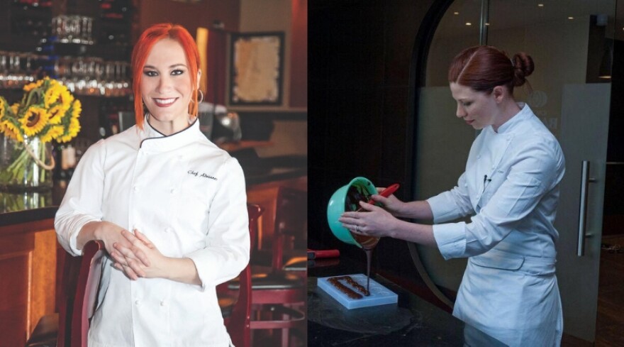 Chef Adrianne Calvo (left) is owner of Adrianne's Vineyard Restaurant and Chef Brielle Frantelleone (right) is the executive pastry chef of Chez Bon Bon.