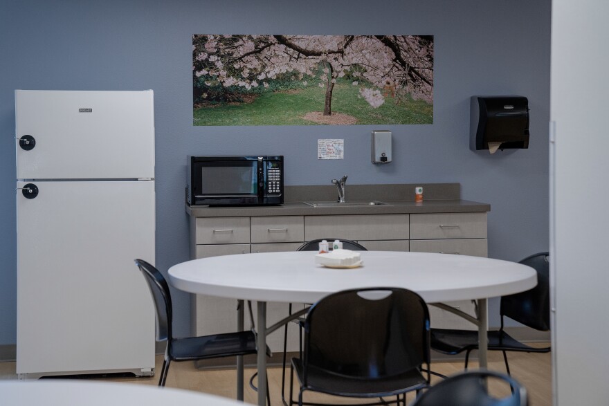 A kitchen with positive and calming imagery at American Behavioral Health Systems.