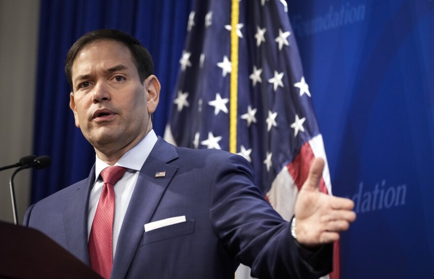 Florida Republican Sen. Marco Rubio speaks at the Heritage Foundation on March 29 in Washington, D.C.