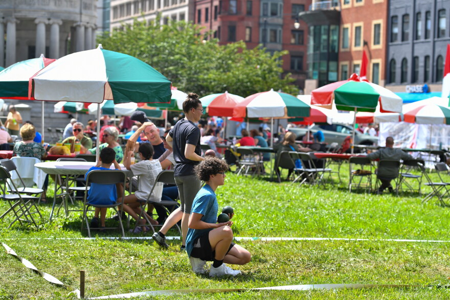 People play bocce ball during La Festa Italiana in Scranton on Sunday.