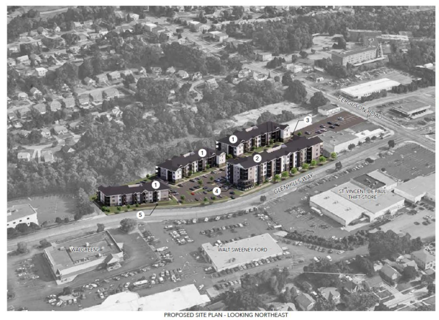 Rendering of the proposed Westline Flats multifamily development in Westwood.