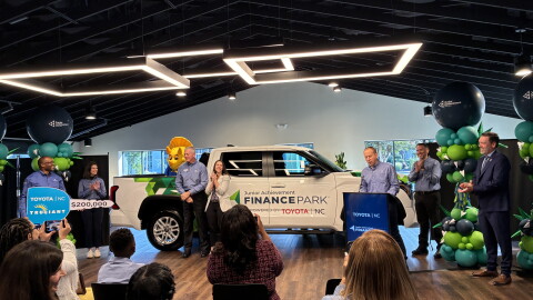 Officials with Truliant, Toyota and Junior Achievement announced the launch of "Finance Park Mobile" at a press conference in Greensboro on Sept. 28, 2026.