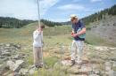 András Dobos (left) and Utah State University graduate research assistant Tim Wright install a temperature sensor at Peter Sinks in Logan Canyon on July 29, 2026.