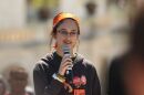 Bree Butler, a survivor of the Santa Fe High School shooting, speaking at the National Die-In anti-gun violence event last June.