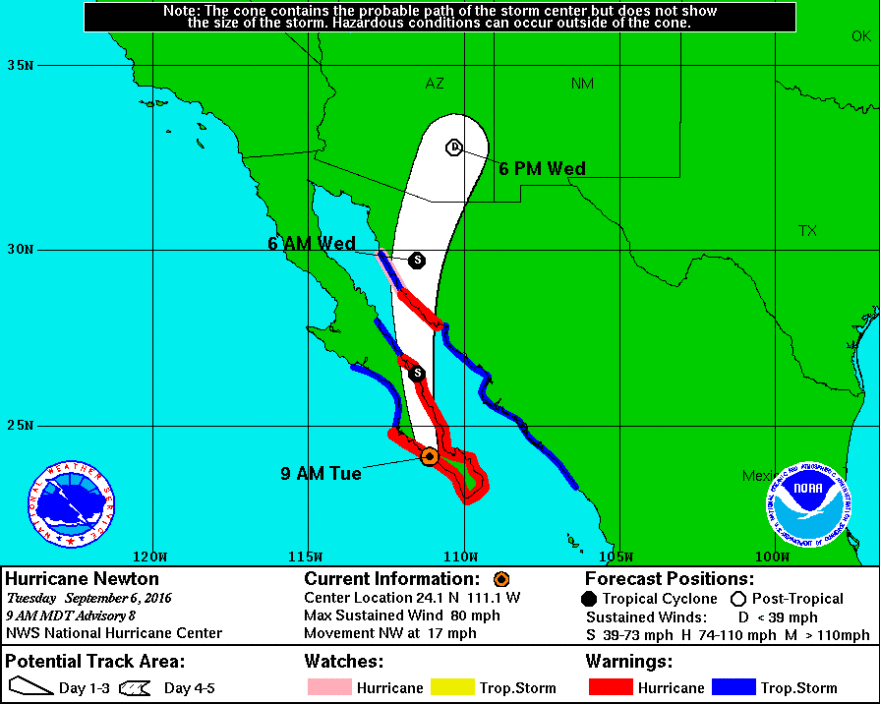 Hurricane Newton map