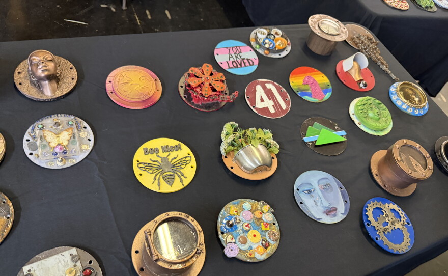Several of the different parking meter artworks that will be shown at The Oblivion Gallery, Sept. 28, 2026.