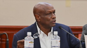 Pictured: Former VIPA Executive Director Carlton Dowe testifies during a Senate Budget hearing on February 27.