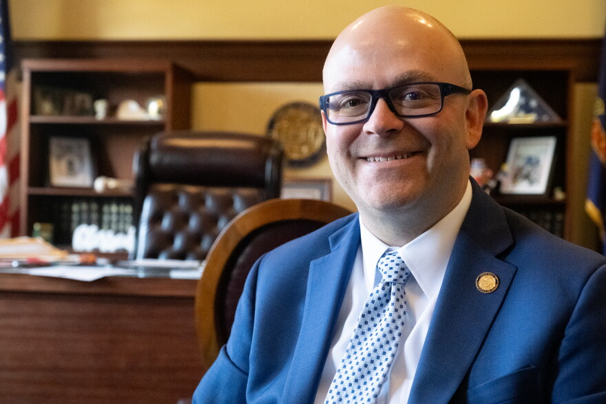 Idaho Secretary of State Phil McGrane sits for a portrait in his office at the state capitol building Tuesday, Sept. 22, 2026.