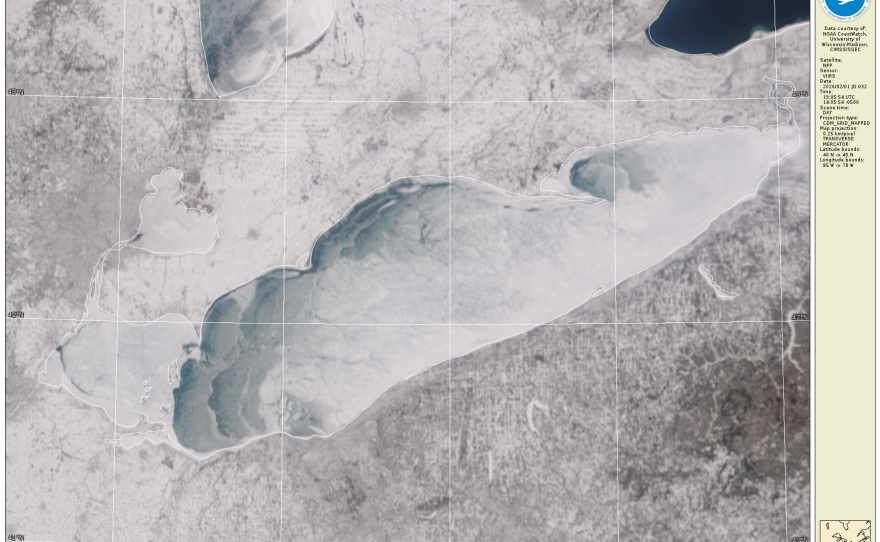 Satellite images of each of the Great Lakes.