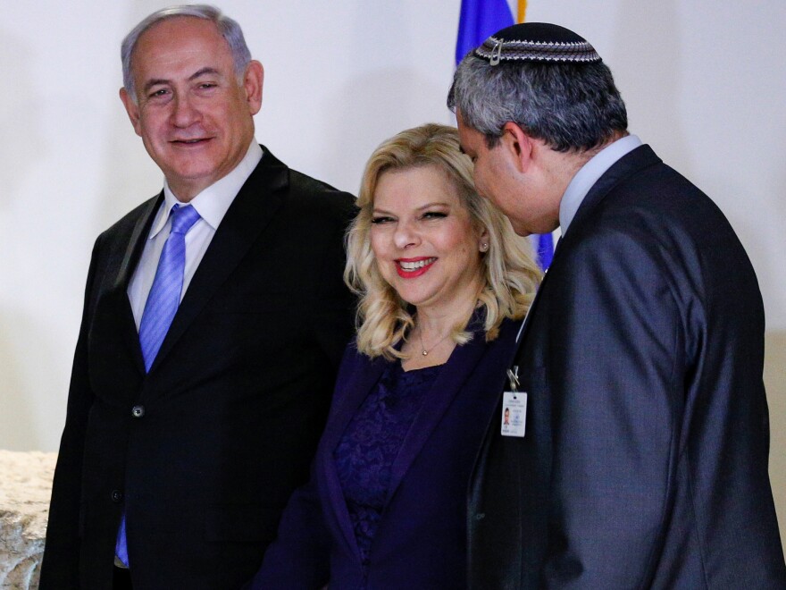 Sara Netanyahu, wife of Israeli Prime Minister Benjamin Netanyahu (left), is charged with fraud and breach of trust over her ordering of food from pricey restaurants for private meals.