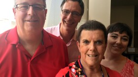 Through the smokey haze and in an air conditioned building, Chris Vance, Cathy Allen, Bill Radke and Erica Barnett.