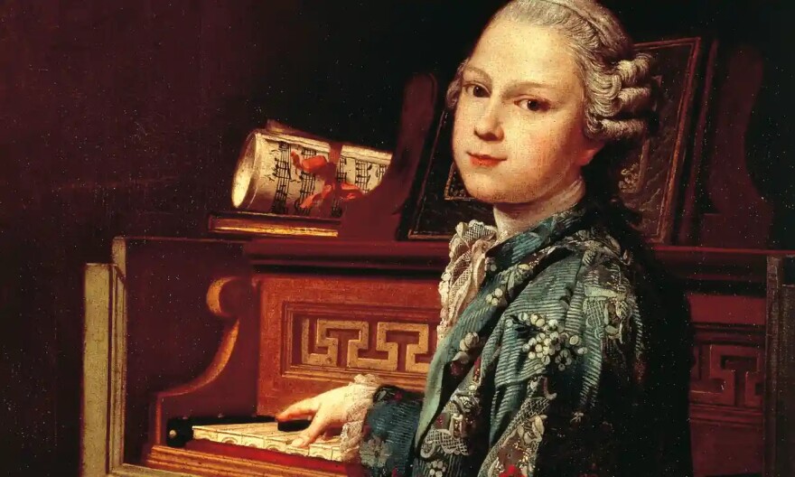 Mozart as a child at the harpsichord, in a painting by Joseph-Siffred Duplessis.