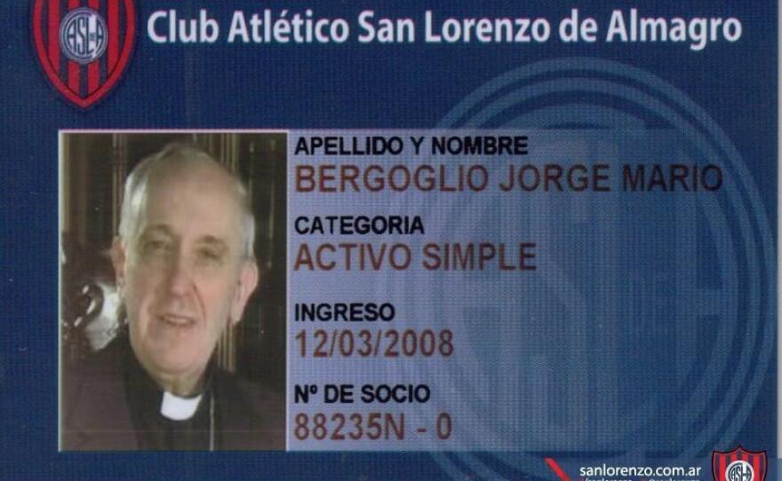 Cardinal Jorge Mario Bergoglio (now Pope Francis) is a card-carrying supporter of the San Lorenzo soccer team.