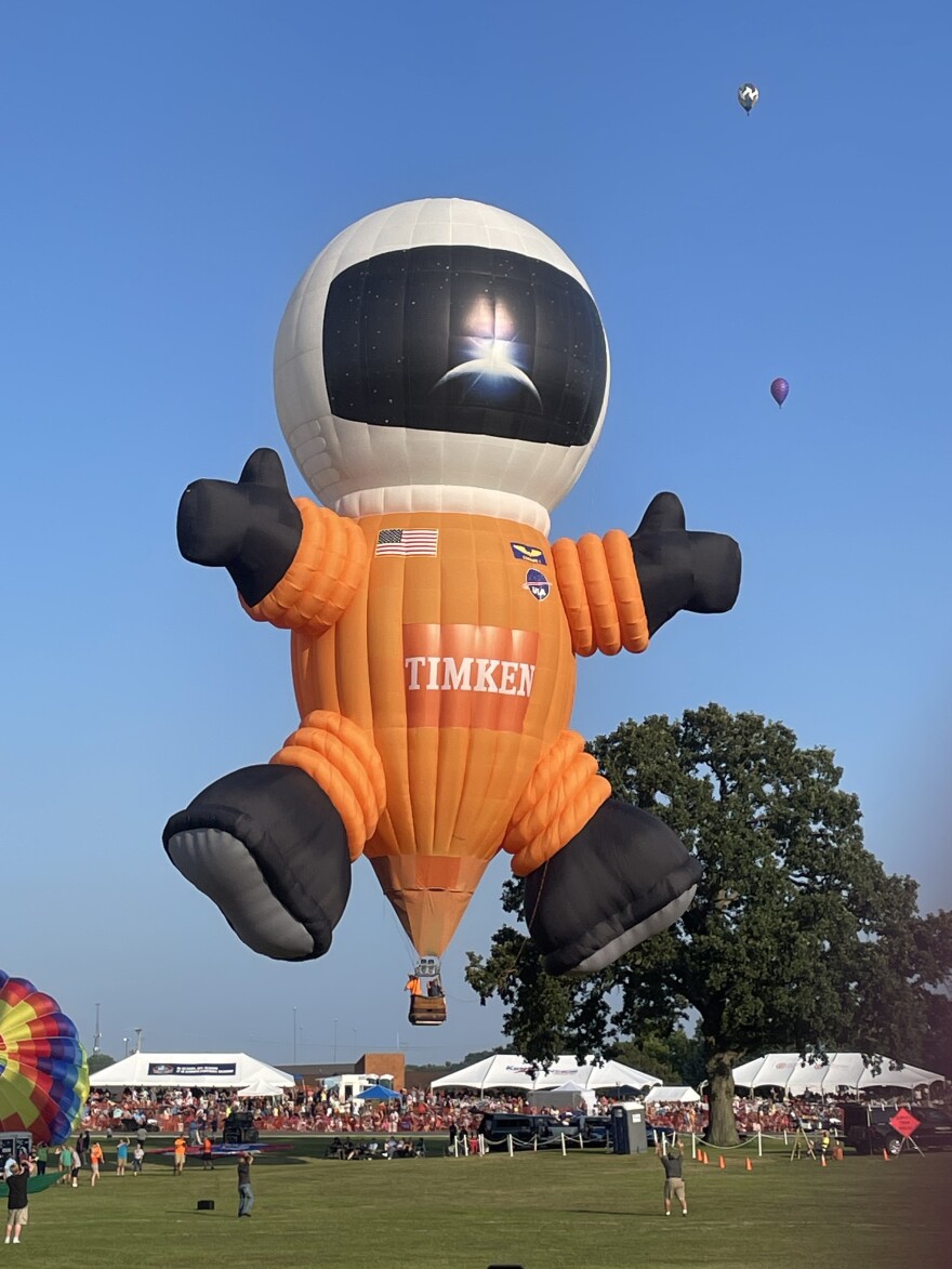 The Balloon Classic held during Pro Football Hall of Fame Enshrinement Week bring an estimate of 130,000 spectators, over its 40 years, to see balloons like Timken Company's astronaut.