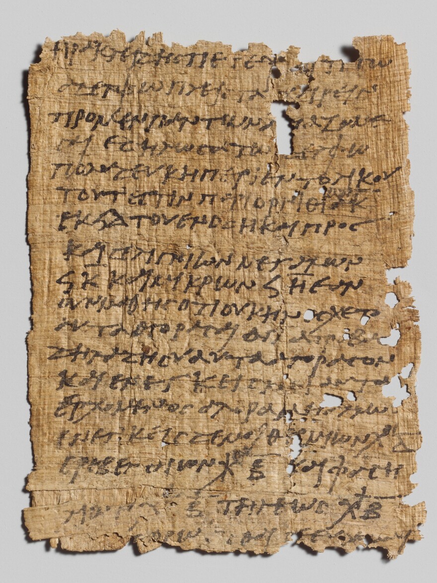 Papyrus letter in Greek is on display at The Met Fifth Avenue in Gallery 171.