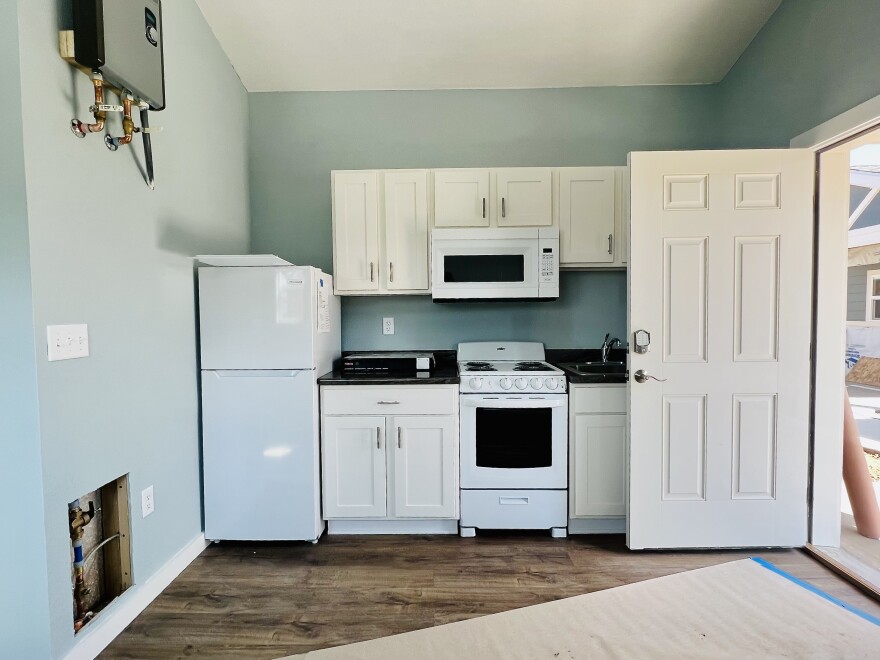 Inside one of the tiny homes at Veterans Community Project in Longmont.