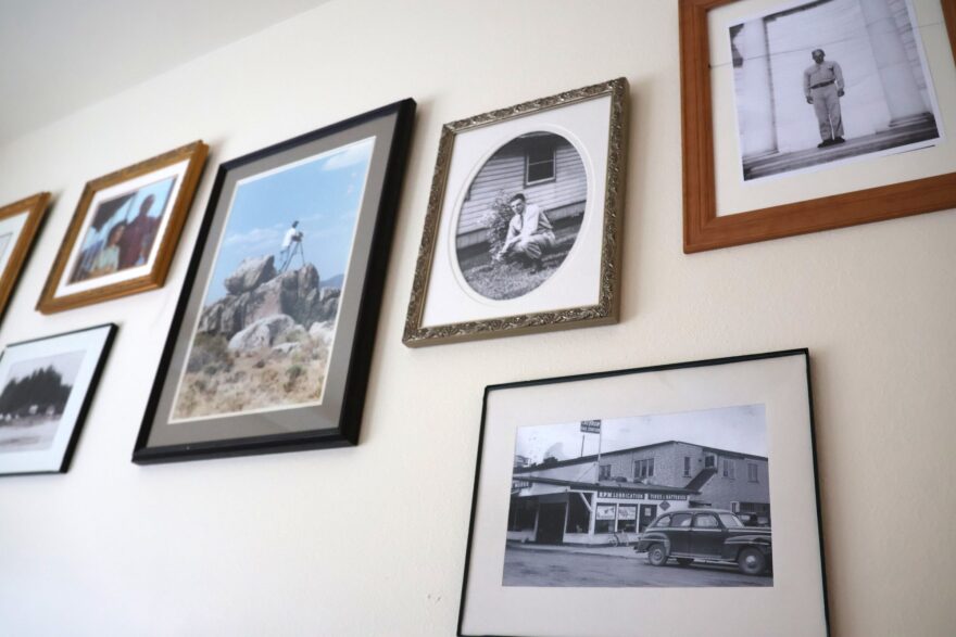Photos on the walls of George and Florabelle Rice’s bedroom show memories from 75 years of marriage.