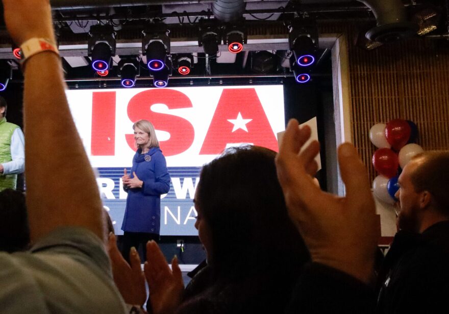 U.S. Sen. Lisa Murkowski at her election night party. “We are in a good place,” Murkowski told a rowdy crowd just after 11 p.m. in downtown Anchorage.