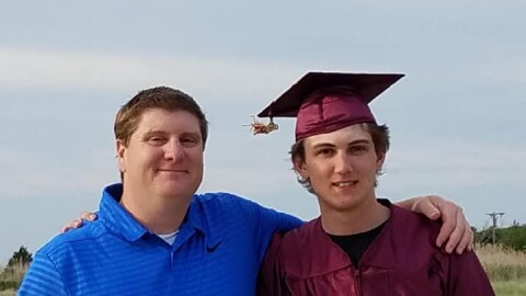Big Brothers Big Sisters of Cape Cod & the Islands regional director JR Mell (left) with his "little brother," Josh Burnell, at Josh's high school graduation in 2020.