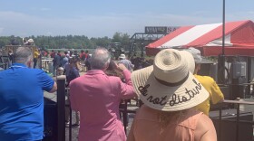  Do not disturb: a race fan readies themselves for the first race of the 2023 Saratoga summer meet