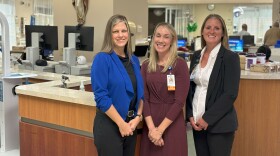 Nurses Leanne Shelton, Cassie Lewis and Melissa Maxwell at Bon Secours Harbour View in Suffolk last month. (Photo by Katherine Hafner)