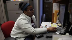 Student working on computer