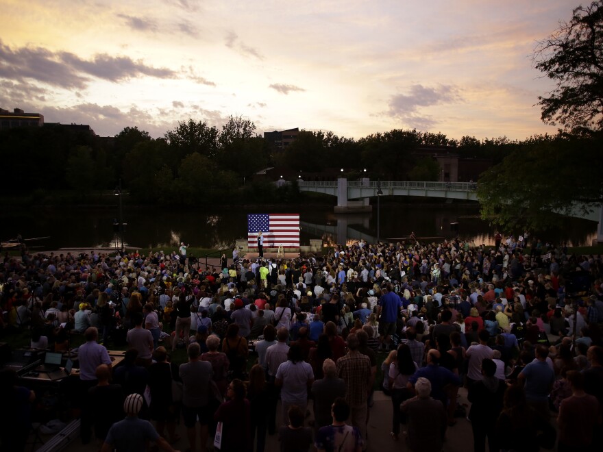 Warren speaks during a town hall event last month in Iowa City, Iowa.