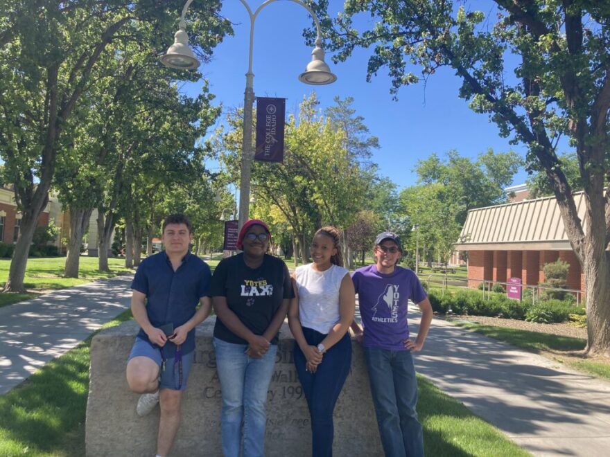 This year’s research cohort consisted of students ranging from different disciplines including the political economy, environmental studies, history and marketing departments. From left to right, some of the students from the research project include Dler Awsman, Emmanuela Ibiejugba, Senelile Dlamini and Joseph Howell. (Mia Maldonado/Idaho Capital Sun)