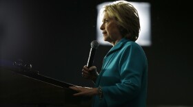 Democratic presidential candidate Hillary Clinton speaks at an International Brotherhood of Electrical Workers training center on Tuesday in Commerce, Calif.