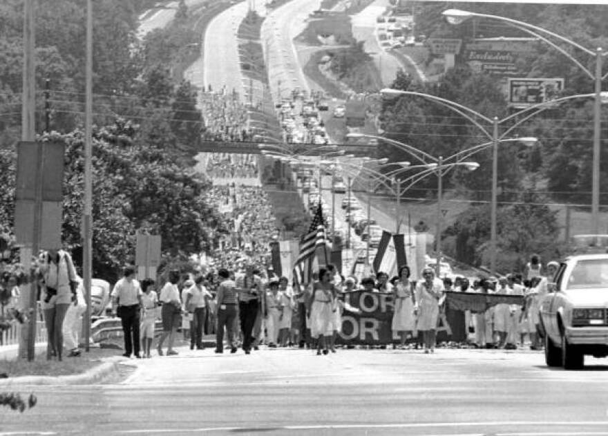 Equal Rights Amendment supporters marching on the Florida Capitol.