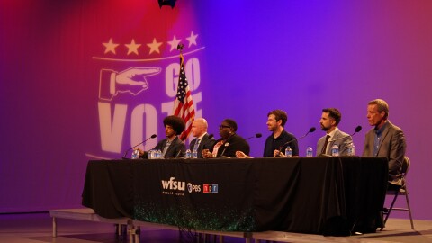 Candidates for Tallahassee City Commission Seat 3 participate in a candidate forum hosted by the Capitol Region News Collaborative and the League of Women Voters of Tallahassee.