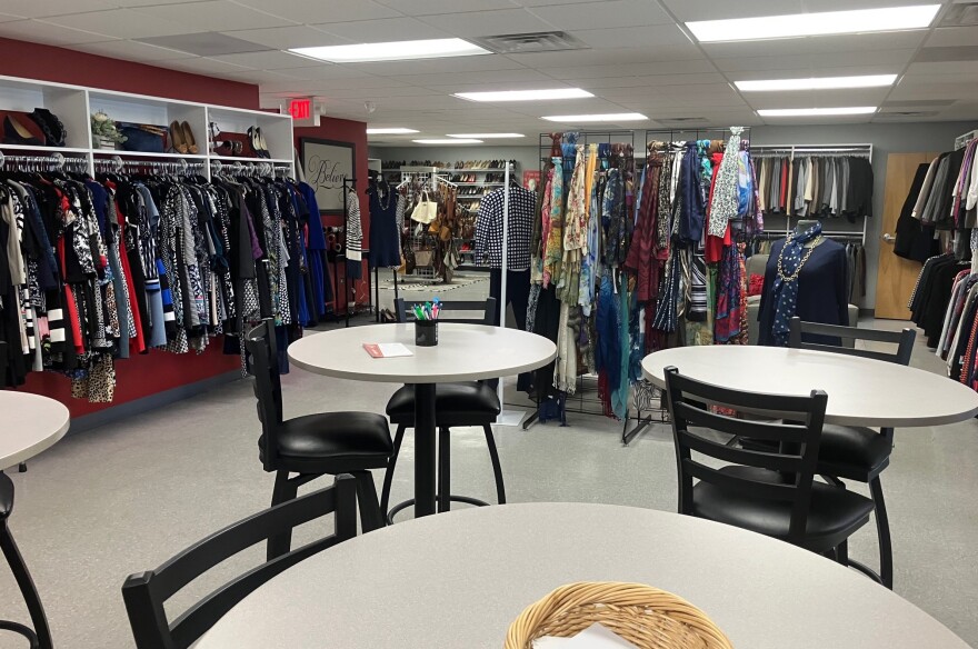 Some of the clothing inventory at Dress for Success, seen April 13, 2026. Donations are encouraged and accepted on Tuesdays, at 423 E. 32nd St., Davenport.