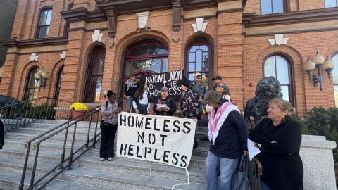 Advocates speaking ahead of their appearance in Saratoga Springs city court