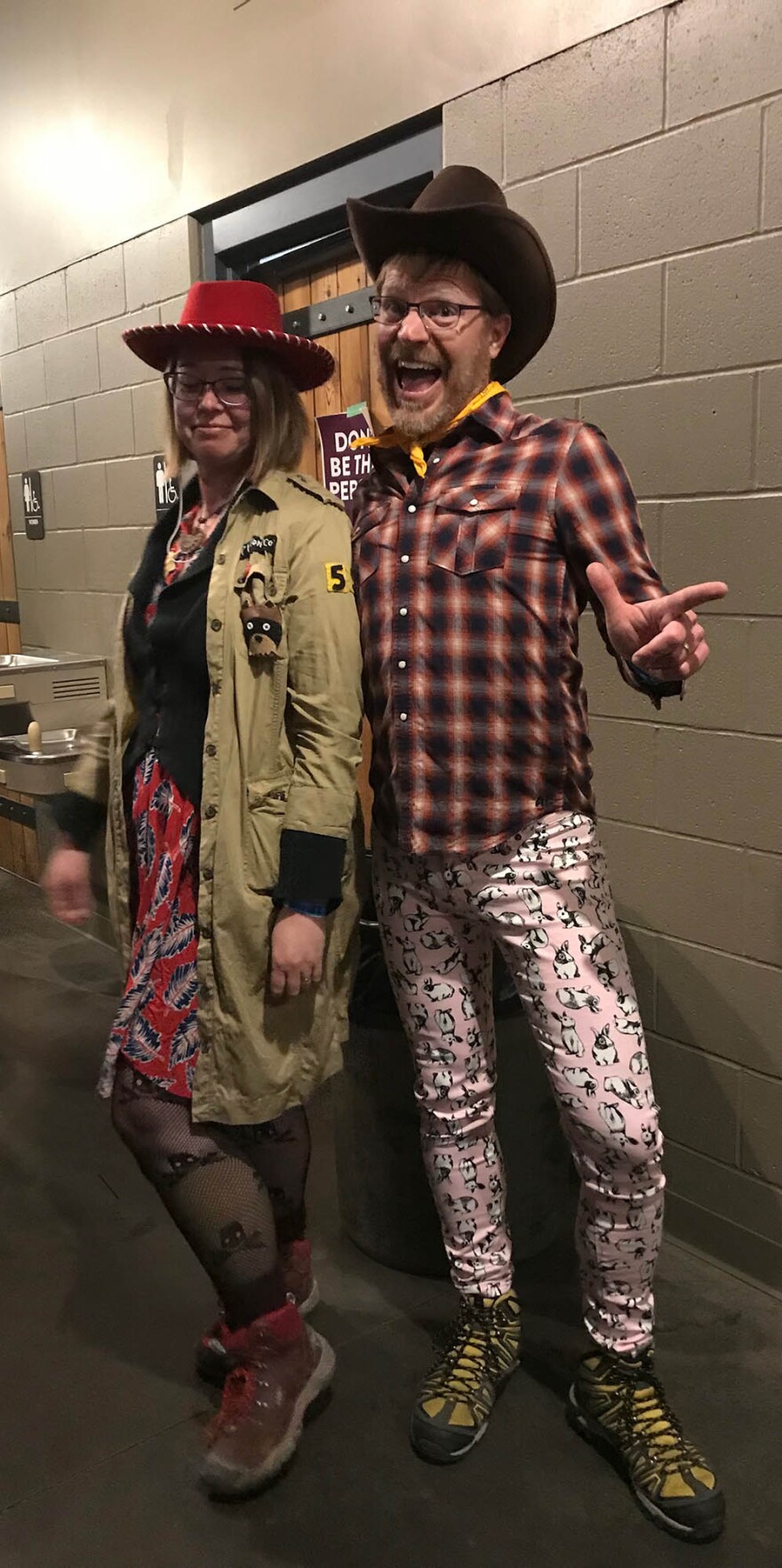 Woman and man wearing western gear