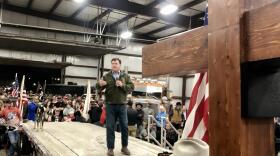 Republican Attorney General Todd Rokita speaks at the People's Convoy's "Rally for Freedom & Accountability.