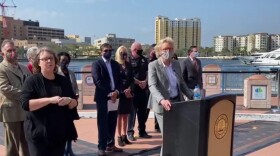 Tampa Mayor Jane Castor addresses the media at the Tampa Convention Center the day after the Buccaneers won the Super Bowl.