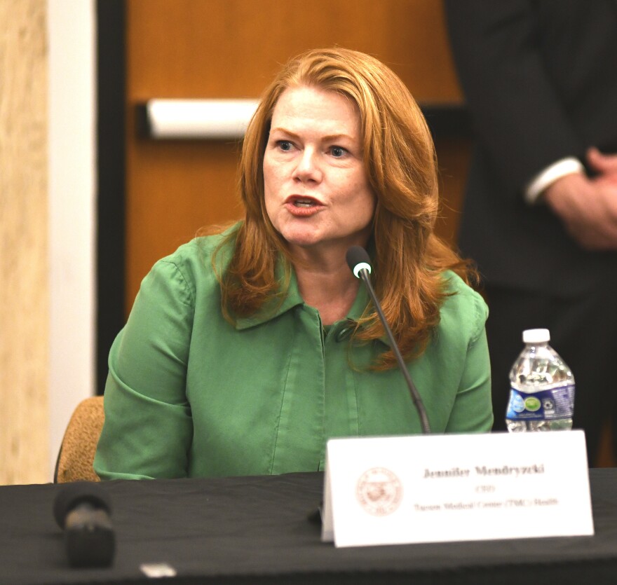 Jennifer Mendrzycki, CEO of Tucson Medical Center, discusses Thursday what he believes will be the effects of proposed federal cuts in Medicaid.