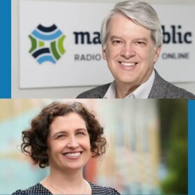 Head shots of Maine Public CEO Rick Schneider and head of programming Susan Tran