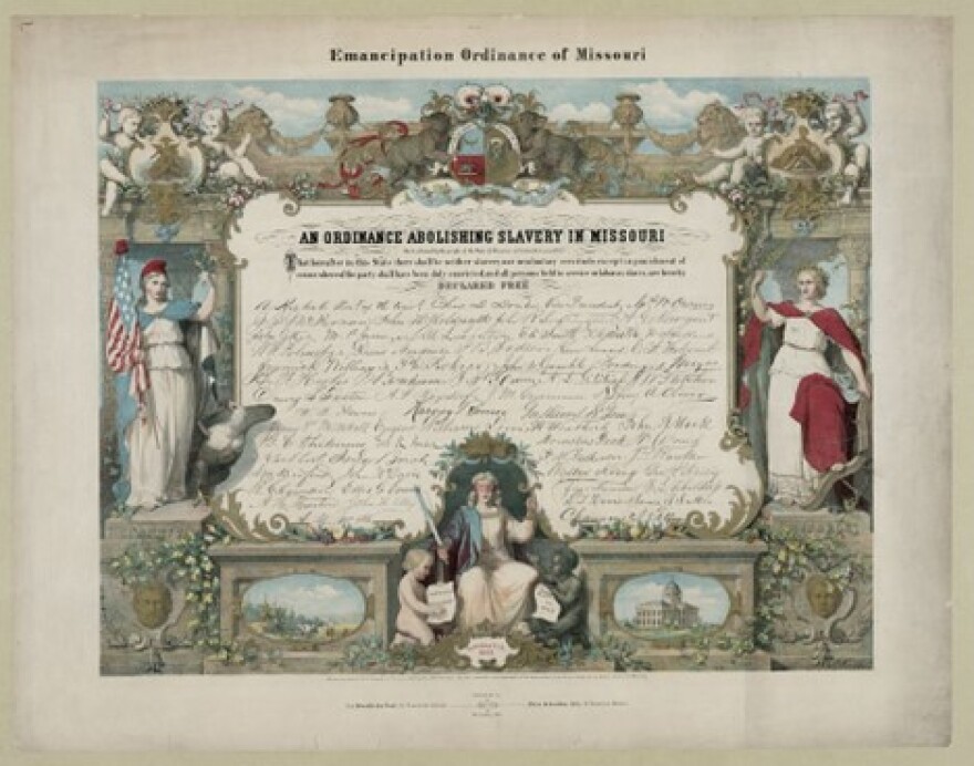 The Emancipation Ordinance of Missouri, which freed Charlotte (Gordon) Giboney Cook Holmes and other Missouri enslaved people in 1865. Library of Congress.