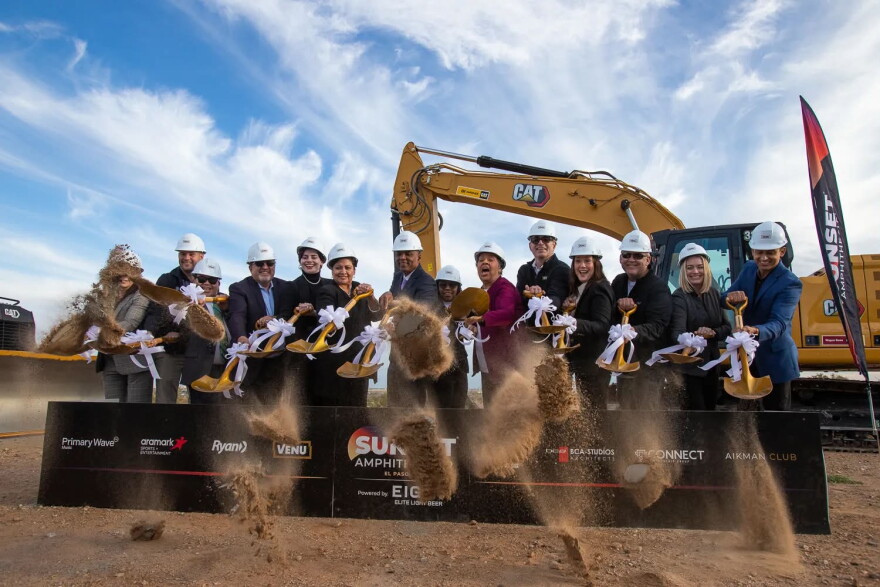 City of El Paso officials and Venu employees break ground at the site of the future Sunset Theater in Northeast El Paso, Nov. 19, 2025.