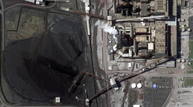 An aerial photo of the R.M. Schahfer Generating Station in Wheatfield.