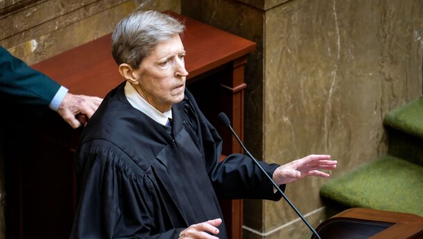 Utah Supreme Court Chief Justice Matthew Durrant addresses lawmakers during his annual State of the Judiciary address at the Utah State Capitol in Salt Lake City, Jan. 20, 2026