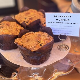 Blueberry muffins served at Hom Kitchen in Ashland.