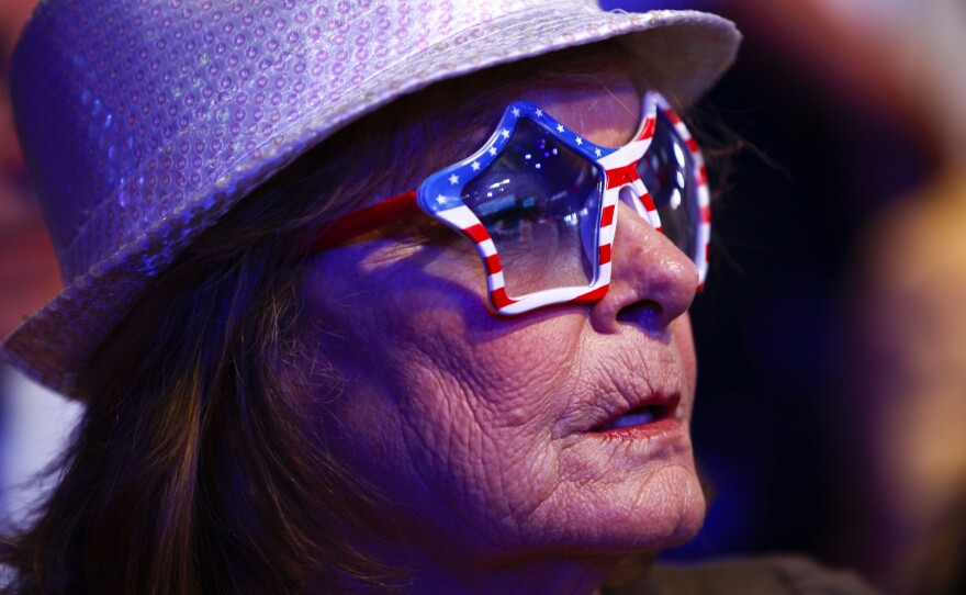 Carol Hurst of Merritt Island, Fla., listens to a speaker on Wednesday at the Republican National Convention.