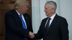 President-elect Donald Trump (left) shakes hands with his selection for defense secretary, retired U.S. Marine Gen. James Mattis, after their meeting at Trump International Golf Club, Nov. 19, 2016 in Bedminster Township, N.J. (Drew Angerer/Getty Images)